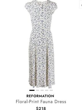 Reformation Fauna White Dress with Blue Floral Print